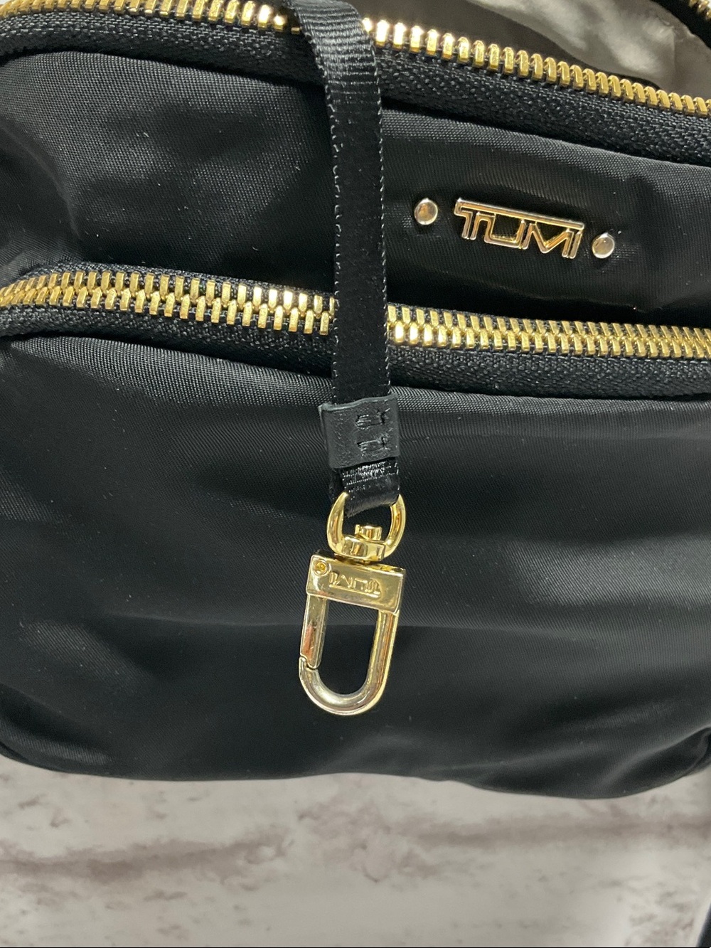 Tumi Black Nylon Crossbody with Gold Hardware Accents - Picture 4 of 9